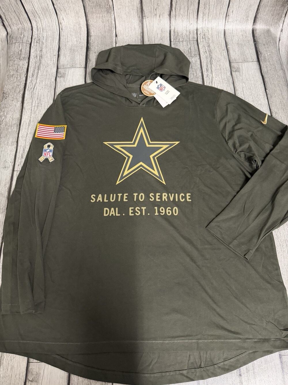 NWT Men’s Nike Dallas Cowboys Salute To Service Lightweight Hoodie Tshirt 3XL